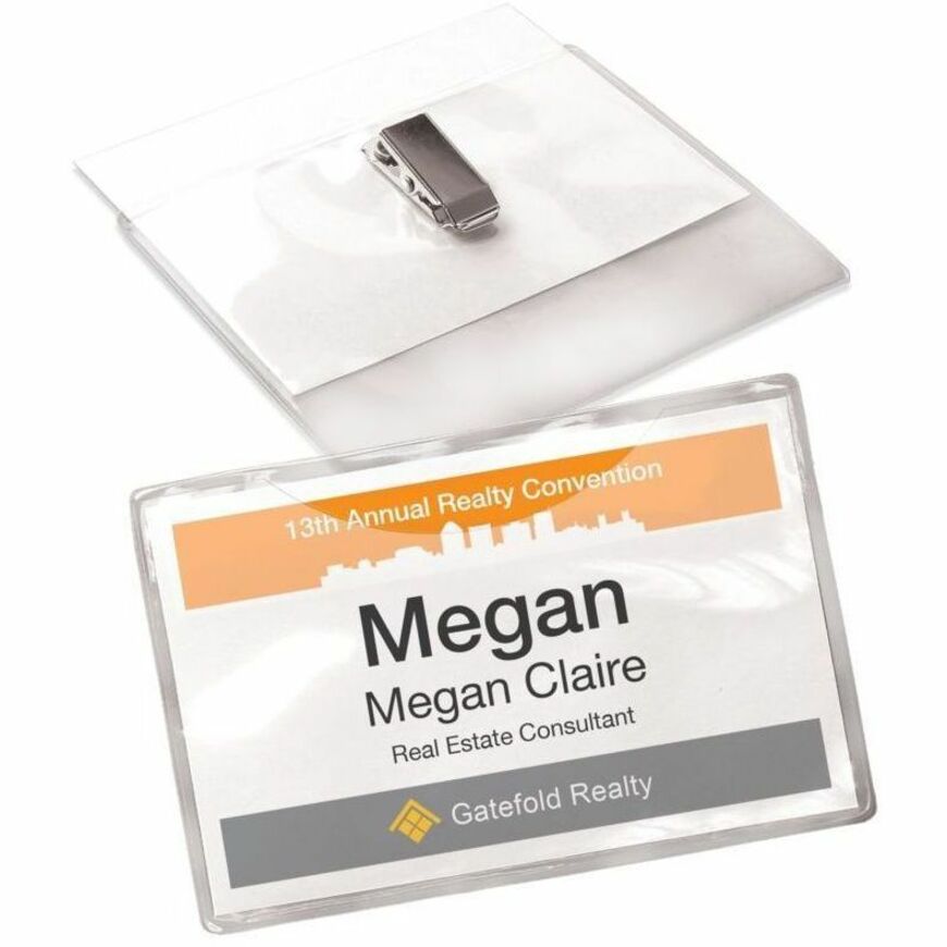 Avery&reg; Garment Friendly Clip Style Name Badge Kitfor Laser and Inkjet Printers - 74461-NVXC