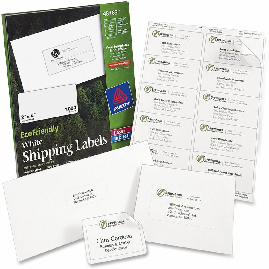 Avery&reg; Eco-Friendly Address Labelsfor Laser and Inkjet Printers, 1" x 2⅝" - 48460-NVXC