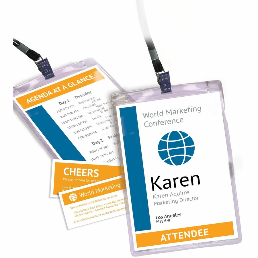 Avery&reg; Vertical Name Badges with Tickets Kit for Laser and Inkjet Printers, 4-1/4" x 6" - 8521-NVXC