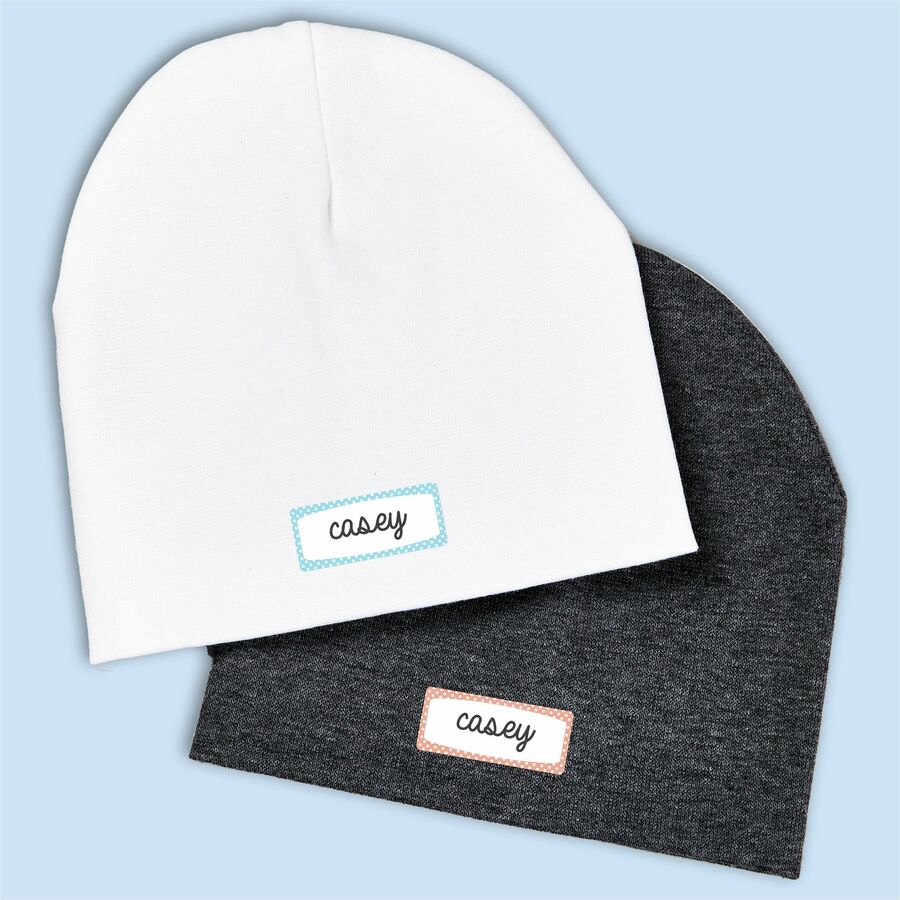 No-Iron Fabric Name Labels, Soft Pastels Preprinted Borders, Handwrite, 3/4" x 1-3/4" - 40775