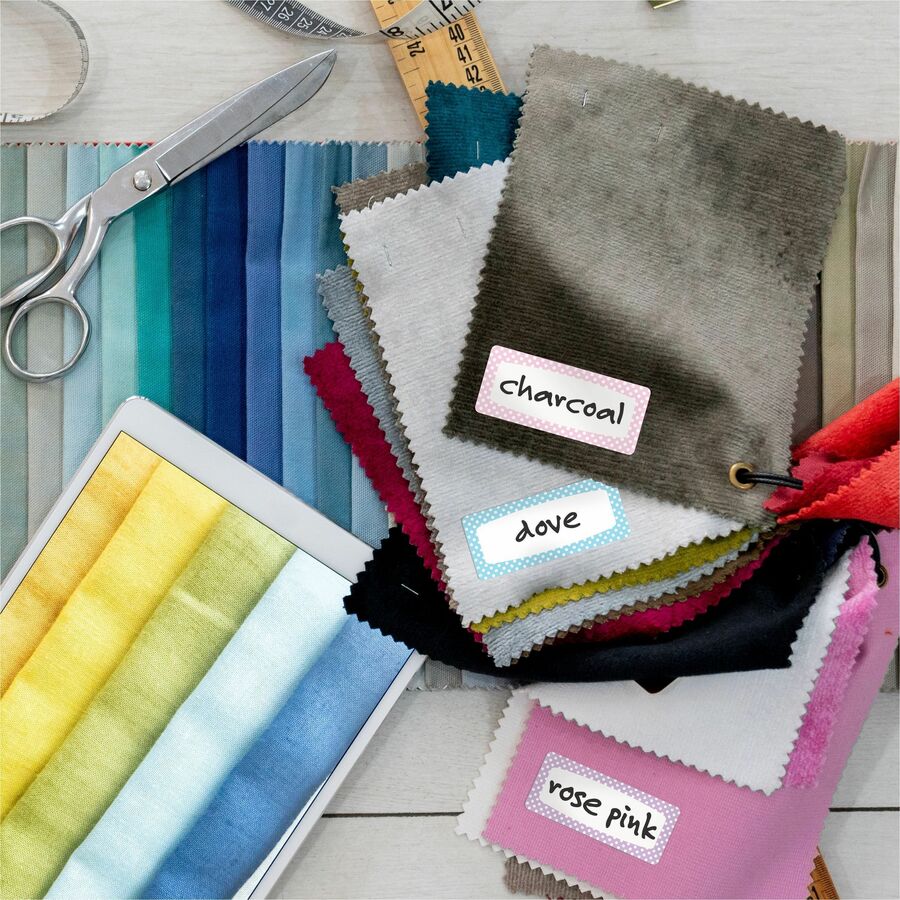 No-Iron Fabric Name Labels, Soft Pastels Preprinted Borders, Handwrite, 3/4" x 1-3/4" - 40775