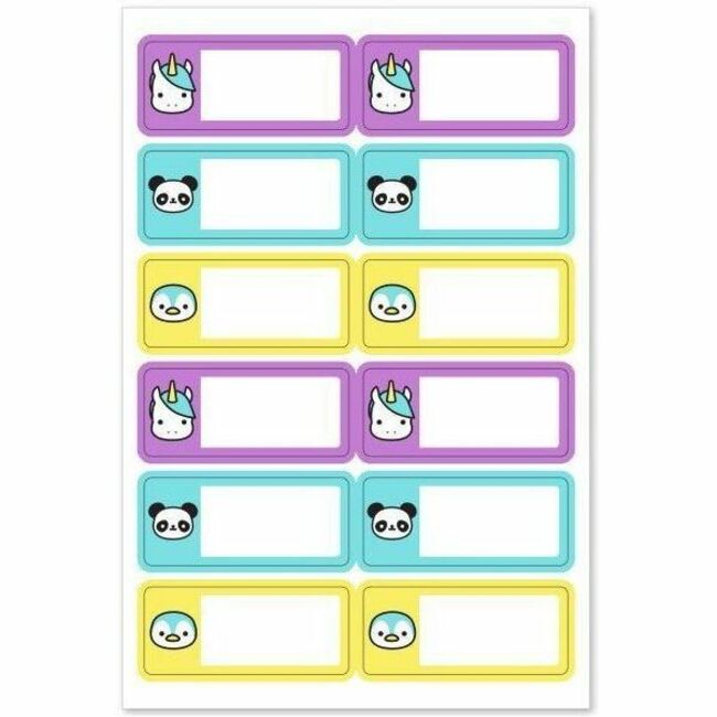 Avery No-Iron Fabric Labels, Preprinted Cute Animals, Preprinted Borders, Handwrite, 3/4" x 1-3/4"
