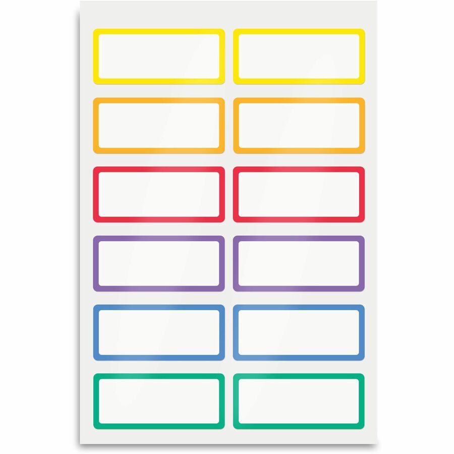 No-Iron Fabric Name Labels, Rainbow Borders Preprinted Borders, Handwrite, 3/4" x 1-3/4" - 40706