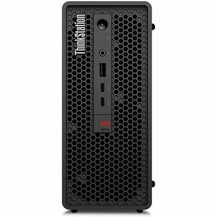 Front Image for Lenovo ThinkStation P3 Ultra Gen 2 30J50032US Workstation - 1 x Intel Core Ultra 7 2nd Gen 265 - vPro Technology - 32 GB - 512 GB SSD - Small Form Factor - Black