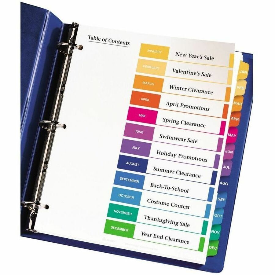 Avery Ready Index&reg; Table of Contents Dividers 12 Tabs, for Laser and Inkjet Printers - 11141