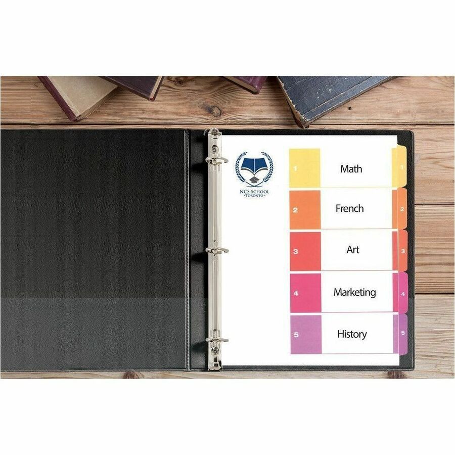 Avery Ready Index&reg; Table of Contents Dividers 5 Tabs, for Laser and Inkjet Printers - 11131