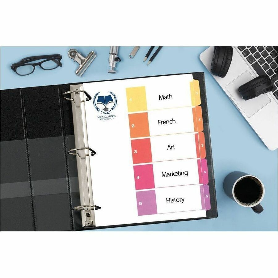 Avery Ready Index&reg; Table of Contents Dividers 5 Tabs, for Laser and Inkjet Printers - 11131