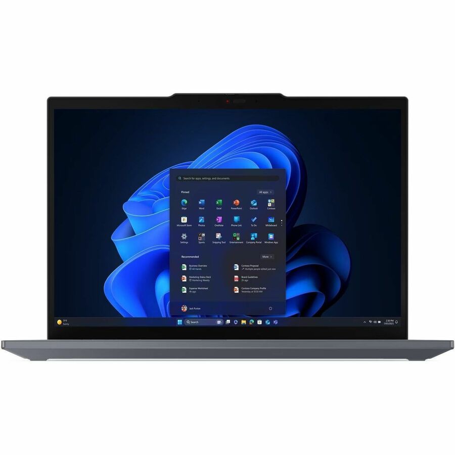 Front Image for Lenovo ThinkPad T14 Gen 6 21QC001YUS 14" Touchscreen Notebook - WUXGA - 60 Hz - Intel Core Ultra 5 225U - 16 GB - 512 GB SSD - English Keyboard - Gray