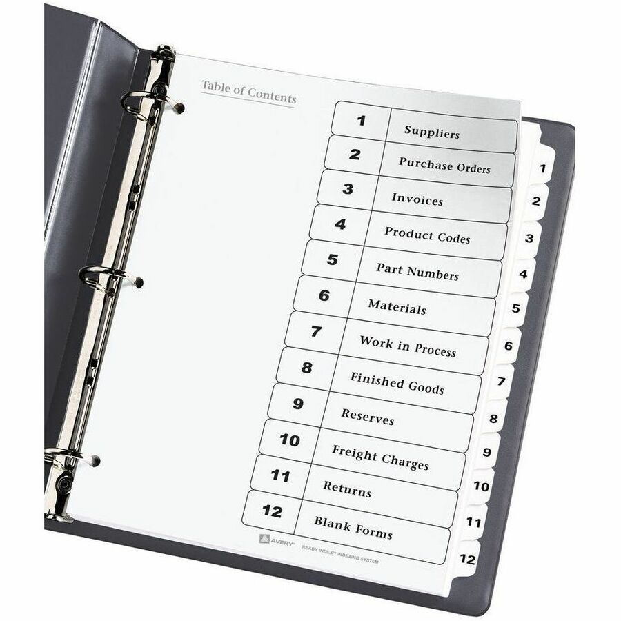 Avery Ready Index&reg; Table of Contents Dividers 12 Tabs, for Laser and Inkjet Printers - 11140