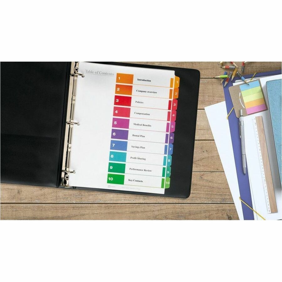 Avery Ready Index&reg; Table of Contents Dividers 10 Tabs, for Laser and Inkjet Printers - 11135