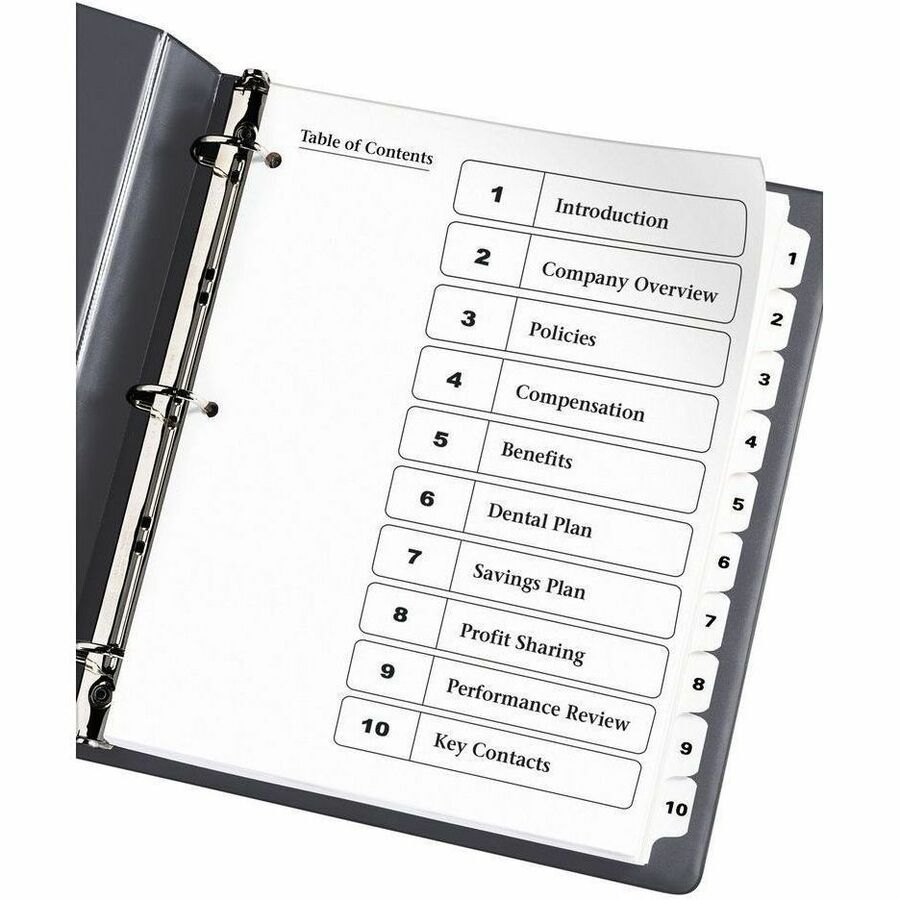 Avery Ready Index&reg; Table of Contents Dividers 10 Tabs, for Laser and Inkjet Printers - 11134