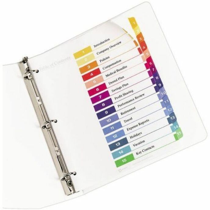 Avery Ready Index&reg; Table of Contents Dividers 15 Tabs, for Laser and Inkjet Printers - 11143