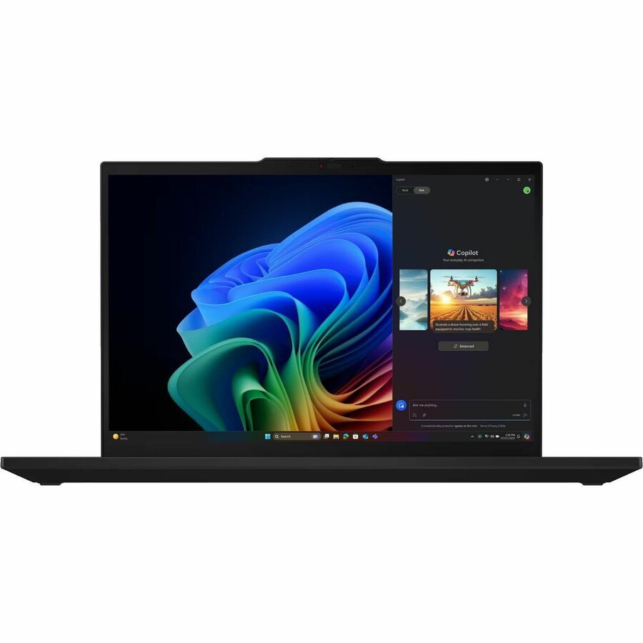 Front Image for Lenovo ThinkPad T16 Gen 4 21QN005XUS 16" Copilot+ PC Notebook - WUXGA - AMD Ryzen AI 7 PRO 350 - 16 GB - 512 GB SSD - English Keyboard - Black