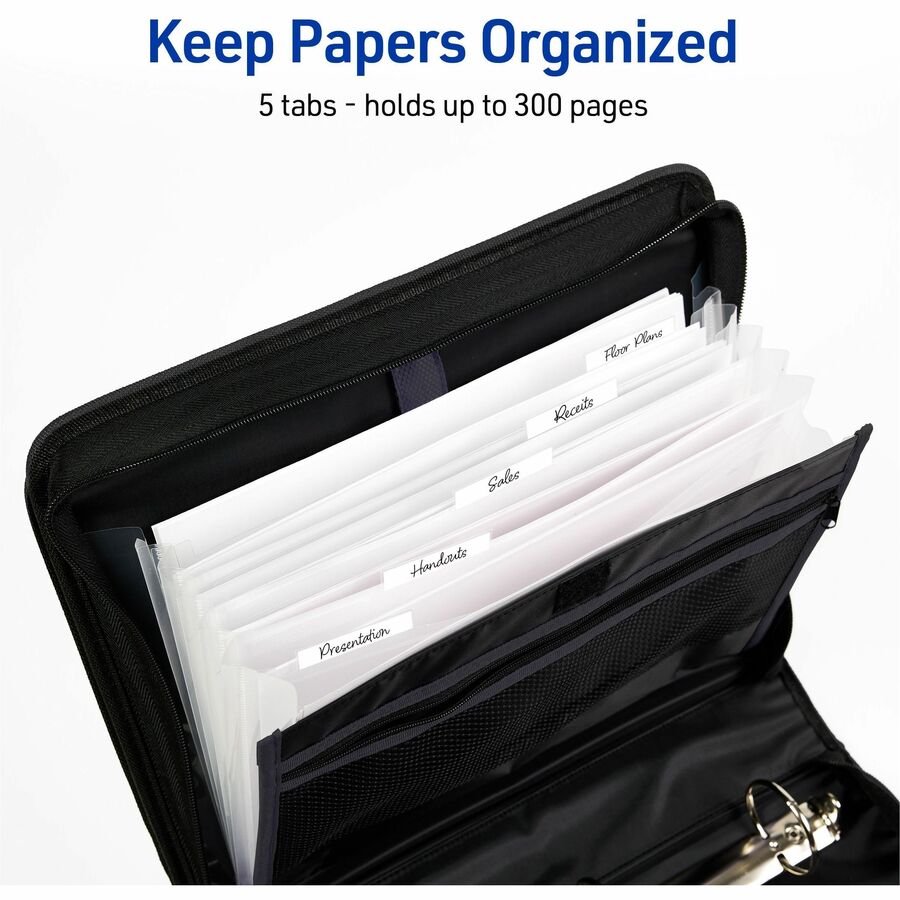 Avery Black Zipper Binder 2" , Round Ring - 26051