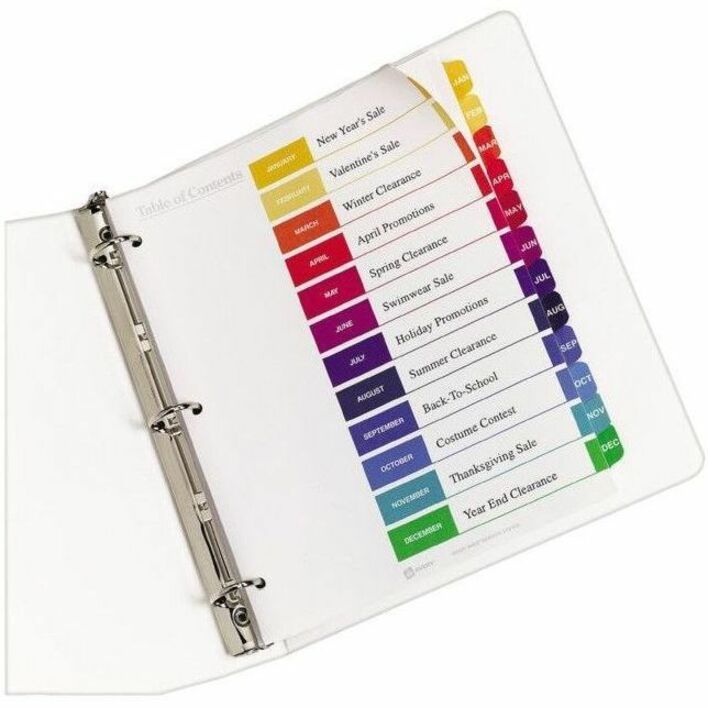 Avery Ready Index&reg; Table of Content Dividers 12 Tabs, for Laser and Inkjet Printers - 11196