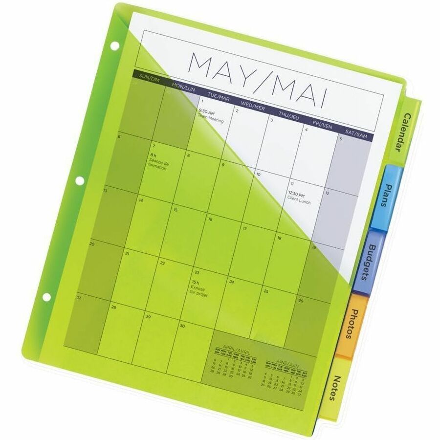 Avery Big Tab™ Insertable Plastic Dividers with Pockets for Laser and Inkjet Printers, 9-1/4" x 11-1/8" , 5 tabs - 11902