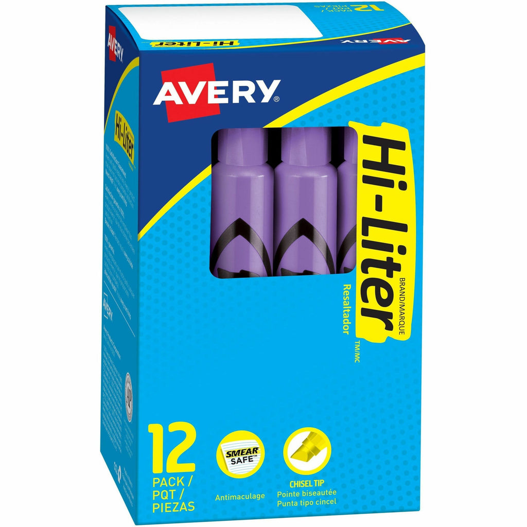 Avery Desk Style HI-LITER Chisel Tip, Fluorescent Purple, Box of 12